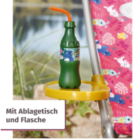 BABY born 832790 Weekend Fischen - Puppenzubehör Angel-Set mit bunt bedruckten Liegestuhl mit Ablagetischchen, Flasche, Korb, Enten und Angel sowie pinkem Longshirt, Pink