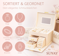 Schmuckkästchen Schmuckkasten Schmuckschatulle Aufbewahrung mit Stofftasche