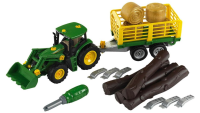 Theo Klein 3906 John Deere Traktor mit Holz- und Heuwagen...