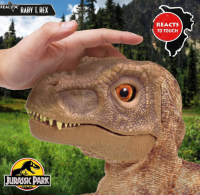 Wow! Stuff Jurassic World Baby T-Rex Dinosaurier Handpuppe, mit verstecktem Steuergriff & Handschuh, über 20 Sounds & Bewegungen, Größe ca. 58 cm, batteriebetrieben