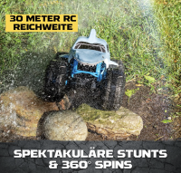 Monster Jam Megalodon Storm, RC Truck, Amphibienfahrzeug in Hai-Optik für Land und Wasser, Maßstab 1:15 - kinderleichte Bedienung, ab 4 Jahren, Blue