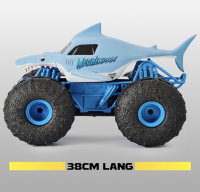 Monster Jam Megalodon Storm, RC Truck, Amphibienfahrzeug in Hai-Optik für Land und Wasser, Maßstab 1:15 - kinderleichte Bedienung, ab 4 Jahren, Blue