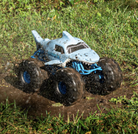 Monster Jam Megalodon Storm, RC Truck, Amphibienfahrzeug in Hai-Optik für Land und Wasser, Maßstab 1:15 - kinderleichte Bedienung, ab 4 Jahren, Blue